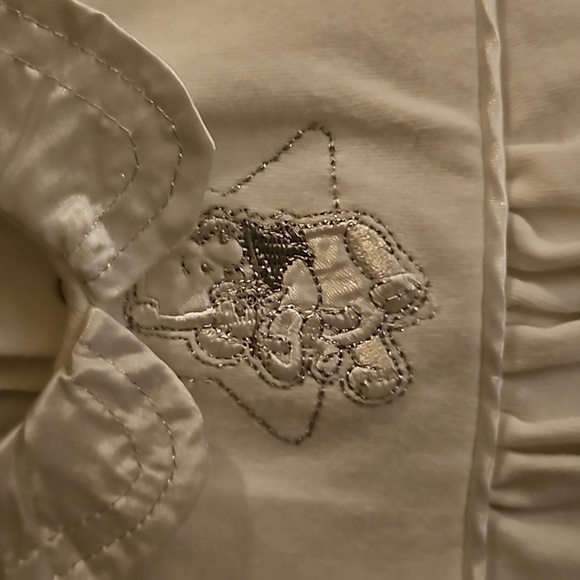 VTG DISNEY White Satin Silver Embroidered Winnie the Pooh Long Sleeve Footie - Picture 5 of 7
